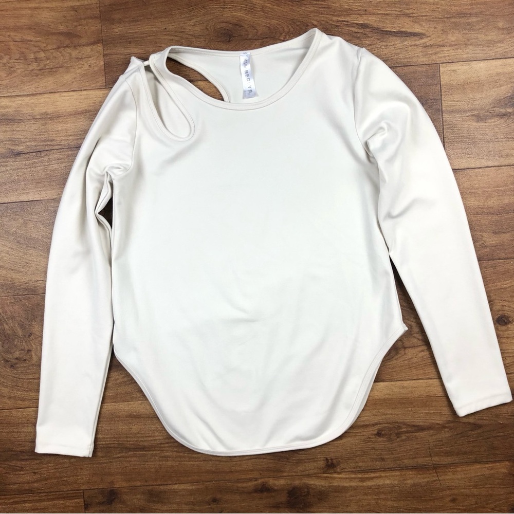 Kimberly C Beige Long Sleeve Performance Top Shirt *Read